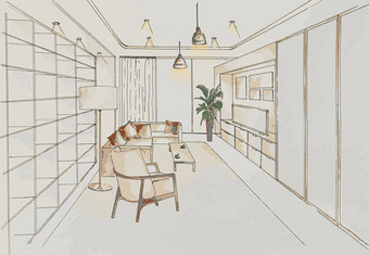 室内的角度来看草图设计现代生活房间图纸计划房子装饰