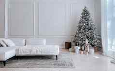 圣诞节树礼物白色生活房间