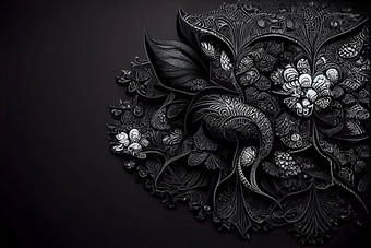 黑色的华丽的花背景严峻的哥特壁纸神经网络生成的艺术
