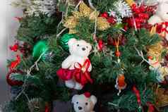 美丽的圣诞节装饰形状熊挂圣诞节树首页装饰圣诞节软玩具一年的室内