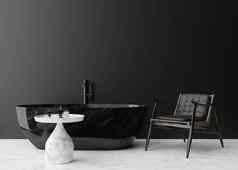 空黑色的墙现代奢侈品浴室模拟室内经典风格免费的空间复制空间图片文本设计浴表格扶手椅呈现