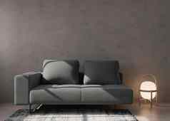 空混凝土墙现代生活房间模拟室内极简主义当代风格免费的空间复制空间图片文本设计灰色的沙发灯地毯呈现