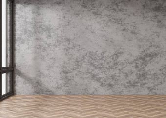 空房间混凝土墙木条镶花之地板地板上墙地板上模拟室内免费的复制空间家具图片装饰对象呈现