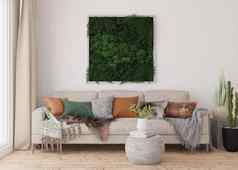 稳定莫斯挂墙现代室内面板绿色莫斯美丽的广场装饰元素使稳定植物草莫斯蕨类植物绿色叶子呈现