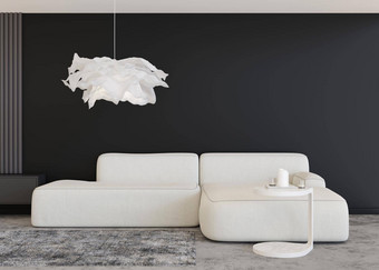 空黑色的墙<strong>现代</strong>生活房间模拟室内当代风格免费的复制空间图片文本设计沙发<strong>地毯</strong>表格灯呈现