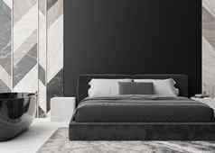 空黑色的墙现代卧室模拟室内当代风格免费的复制空间图片文本设计浴缸卧室大理石墙面板呈现