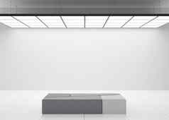 空白色墙现代艺术画廊模拟室内极简主义风格免费的复制空间艺术作品图片文本设计空展览空间呈现