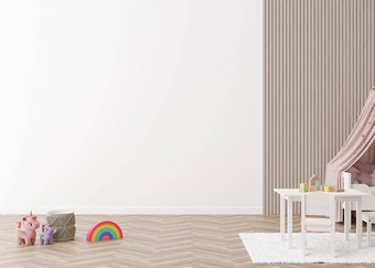 孩子们房间壁纸演讲模拟空白色墙现代孩子房间复制空间壁纸设计墙贴纸装饰室内斯堪的那维亚风格呈现