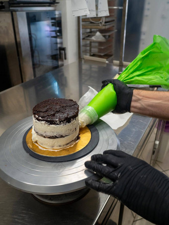 老板蛋糕设计师袋奶油乳酪巧克力酱磨砂蛋糕