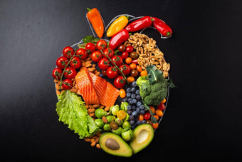 健康的食物安排现实的心形状饮食心<strong>心血</strong>管系统