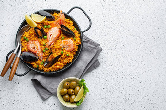 传统的西班牙语海鲜西班牙海鲜饭