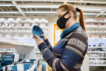 女人保护面具选择菜厨房配件超市生活保护感染现实