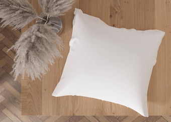 白色广场枕头模拟空白枕头模板设计演讲前视图特写镜头呈现
