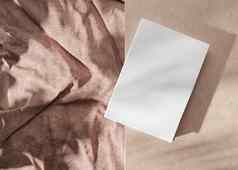 白色书封面模拟空白模板设计前视图特写镜头书封面演讲纺织背景柔和的颜色阴影植物大小呈现