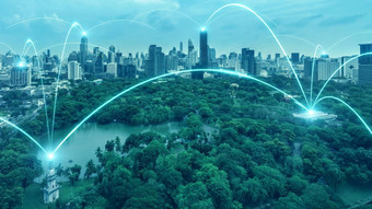 聪明的数字城市连接网络互惠城市景观