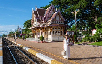 华欣火车站泰国明亮的一天