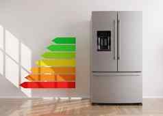 冰箱能源效率评级图表家庭电设备现代厨房设备不锈钢钢冰箱双门冰箱保存能源呈现
