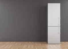 冰箱站空房间免费的复制空间文本对象家庭电设备现代厨房设备不锈钢钢冰箱冰箱呈现