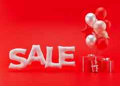 白色出售文本气球礼物红色的背景特殊的提供好价格交易购物黑色的星期五呈现现实的对象设计热出售