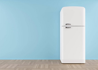 冰箱站空房间免费的复制空间文本对象家庭电设备现代厨房设备白色冰箱冰箱呈现