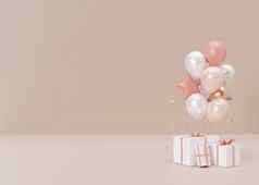 气球礼物奶油背景免费的复制空间文本设计对象模板生日庆祝活动事件卡母亲一天女人的一天呈现