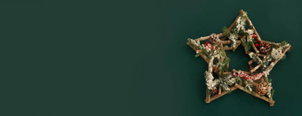 圣诞节作文圣诞节背景装饰元素绿色背景免费的空间文本复制空间平躺前视图