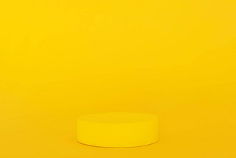 黄色的讲台上黄色的背景讲台上产品化妆品演讲有创意的模拟基座平台美产品