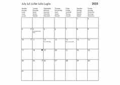 7月多语言一年日历