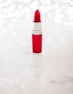红色的口红银圣诞节年情人节一天假期闪闪发光的背景化妆化妆品产品奢侈品美品牌