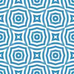 阿拉伯式花纹手画模式蓝色的对称的