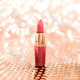 珊瑚口红玫瑰黄金圣诞节年情人节一天假期闪闪发光的背景化妆化妆品产品奢侈品美品牌