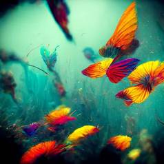 水下背景海的观点水下场景色彩斑斓的海鱼海洋水下动物