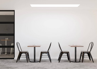 空白色墙现代咖啡馆模拟餐厅室内当代风格免费的复制空间广告横幅艺术作品图片文本设计空空间呈现
