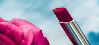 粉红色的口红玫瑰花液体背景防水魅力化妆唇光泽化妆品产品奢侈品美品牌假期设计