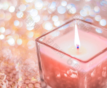 珊瑚芳香蜡烛圣诞节年闪闪发光的背景情人节一天奢侈品首页装饰假期季节品牌设计