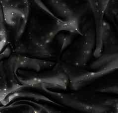 魔法假期黑色的丝绸平铺背景纹理金发光奢侈品魅力摘要背景