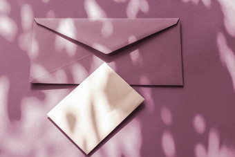 美品牌身份平铺模型设计业务卡信在线奢侈品品牌紫色的影子背景