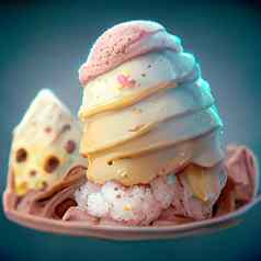 色彩斑斓的冰奶油摘要有创意的夏天概念冰奶油模式画
