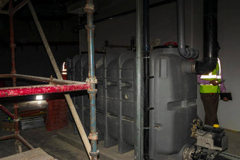 拍摄油脂陷阱地下室建设建筑工业