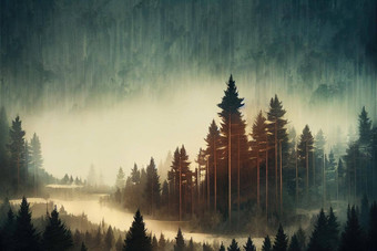 松森林谷早....多雾的大气可怕的黑暗语气古董图像动漫风格艺术站皮克斯风格显示