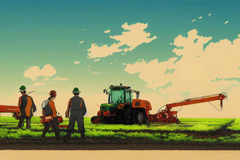 农业设备运营商动漫风格插图