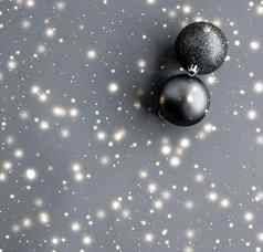 黑色的圣诞节装饰物雪闪闪发光的发光奢侈品品牌冬天假期卡