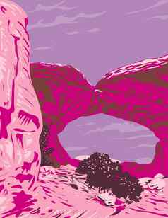 破碎的拱破碎的拱小道拱门国家公园犹他州水渍险海报艺术