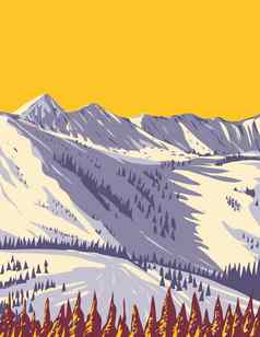 雀科小鸟滑雪夏天度假胜地隐藏的峰盐湖城市犹他州水渍险海报艺术