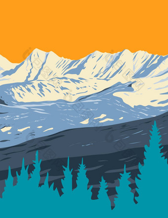 维尔<strong>山</strong>滑雪区域位于维尔科罗拉多州水渍险<strong>海报</strong>艺术