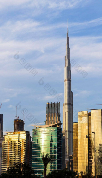 迪拜阿联酋最高的建筑世界迪拜塔<strong>哈利</strong>法塔拍摄使业务湾区户外