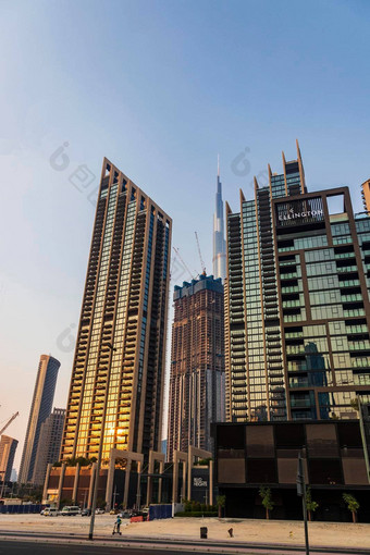 <strong>迪拜</strong>阿联酋<strong>迪拜塔</strong>哈利法<strong>塔</strong>最高的建筑世界包围现代建筑城市体系结构