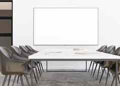 会议房间空白空屏幕监控模拟业务会议房间液晶显示器屏幕演讲广告现代当代办公室免费的复制空间模板呈现
