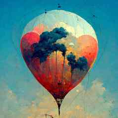 美丽的幻想热空气气球蓝色的天空云