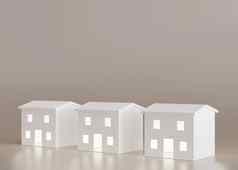 白色房子米色背景买出售房子概念财产抵押贷款真正的房地产投资房屋出售复制空间文本标志现代布局呈现